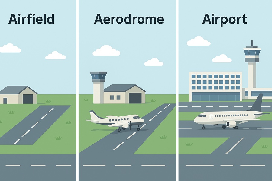 Understanding the Difference Between Airfield, Aerodrome, and Airport